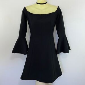 Cinq A Sept Dress Black Mini Off Shoulder Bell Sleeves Excellent U.S. Sm…